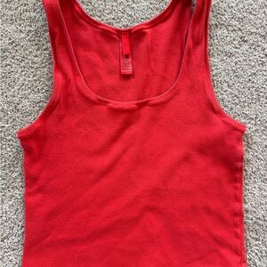 SKIMS Red Ribbed Tank Top